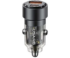 USAMS automobilinis įkroviklis C39 USB+USB-C 60WFast Charge juodas CC208CC01 (US-CC208)