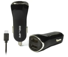 Automobilinis įkroviklis Beline 2xUSB + USB-C 2,1A juodos spalvos