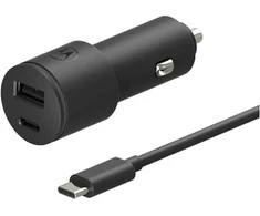 Automobilinis įkroviklis Motorola TurboPower 45W Dual USB-A/USB-C su kabeliu USB-C 1m juodos spalvos