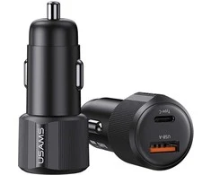 Automobilinis įkroviklis USAMS YT Series CC283 60W 1xUSB-A 1xUSB-C juodas