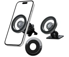 Automobilinis laikiklis telefonui Spigen MFT13 2in1 MagSafe sidabro spalvos