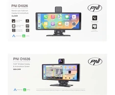 Automobilinis monitorius su DVR PNI D1026 10.26 colio DVR, belaidis Carplay, navigacija, muzika, laisvų rankų įranga, „Bluetooth“, FM siųstuvas