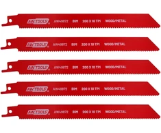 AW-Tools AWTOOLS Pjūklelis BiM PJOVIMUI PISTONU 200mm 10 TPI /5vnt /METALAS-MEDIS