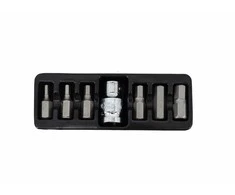 AW-Tools AWTOOLS ŠEŠIAKAMPIAI (IMBUS) ANTGALIAI. 7 vnt. 4-12mm + ADAPTERIS Juodas LINE