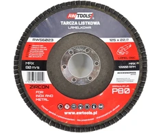AW-Tools AWTOOLS ŠLIFAVIMO DISKAS ŽIEDLAPINIS 125mm P36 INOX METALAS CIRKONIS