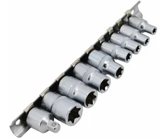 AW-Tools Torx sukimo galvų rinkinys 1/4" 3/8" E5-E16 9 vnt su laikikliu
