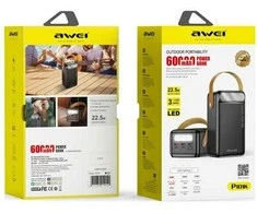 AWEI PowerBank P101K 60000mAh 22.5W juodos spalvos