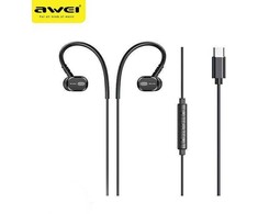 AWEI TC-6 USB stereo ausinės-C juodos spalvos
