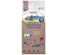 BALTICA Regionų skoniai Elniena su miško uogomis Mažų veislių vištoms – dešrelės Maistas šunims – 3kg