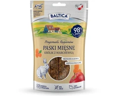BALTICA Przysmaki Regionów Mėsos juostelės Triušis su morkomis – skanėstas šuniui – 90 g