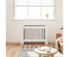 Baltos MDF Grotelės Radiatoriui Paslėpti su Lentyna, 112 cm