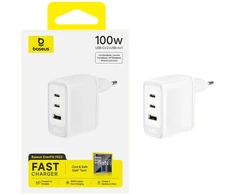 Baseus Enerfill FE22 sieninis įkroviklis 100W 2C+U baltas