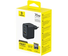 Baseus Enerfill FE22 sieninis įkroviklis 70W 2C+U juodas