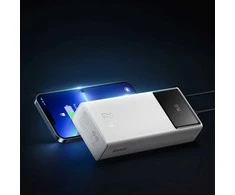 Baseus EnerFill FP41 30000mAh 22.5W Powerbank su Baseus Simple USB-A – USB-C 3A 30cm Kabelis – baltos spalvos