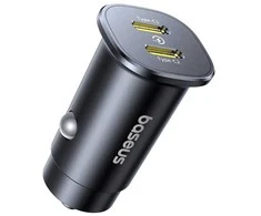 Baseus GoTrip 2 x USB-C 30W Car Charger - juodos spalvos