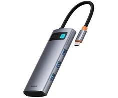 Baseus Metal Gleam Series 7-in-1 USB-C HUB Docking Station Kosminė pilka