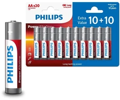 Baterija PHILIPS AA LR6 lizdinė pakuotė 10+10 vnt.