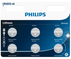 Baterija PHILIPS CR2032 ličio 6 vnt. lizdinė pakuotė
