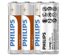 Baterijos PHILIPS AAA LR03 LONGLIFE 4 vnt. šarminės
