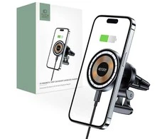 Belaidis automobilinis telefono įkroviklis 15W MagSafe Tech-Protect mm15W-V5 juodos spalvos