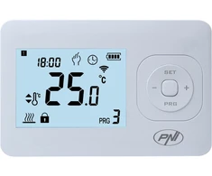 Belaidis termostatas PNI CT62 šildymo sistemoms, apšviečiamas ekranas, dienos programos