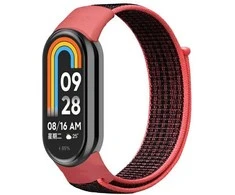 Beline apyrankė Mi Band 9/8 NylonLoop raudonos-juodos spalvos