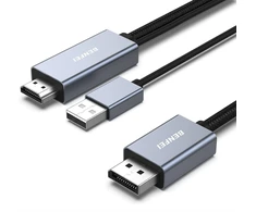 BENFEI HDMI į DisplayPort laidas 4K 60Hz 2K 144Hz 1080P 165Hz vienkryptis 1.8 m pilkas