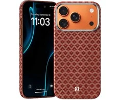 Benks dėklas Magnetic Armor Air Armor Grid Kevlar Metal Frame 600D (H069) skirtas Apple iPhone 17 Pro oranžinės spalvos