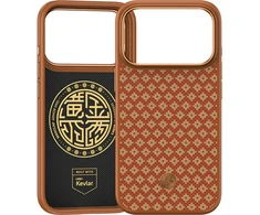 Benks Dėklas Magnetic Armor Pro Armor Grid Kevlar Metal Frame 600D (C.K.FL.AP.GD.F069) skirta Apple iPhone 17 Pro oranžinės spalvoa