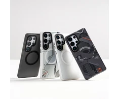 Benks Magnetic Mecha Series dėklas skirtas Apple iPhone 15 Pro baltos spalvos