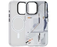 Benks Magnetic Mecha Series dėklas skirtas Apple iPhone 16 Plus baltos spalvos