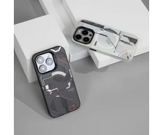 Benks Magnetic Mecha Series dėklas skirtas Apple iPhone 15 Pro Max baltos spalvos