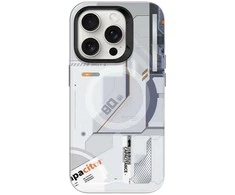Benks Magnetic Mecha Series dėklas skirtas Apple iPhone 15 Pro Max baltos spalvos