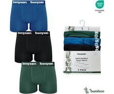 BENYSON bambuko viskozės trumpikės-šortukai vyrams, 3 vnt., žalia, juoda, mėlyna, XL