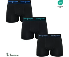 BENYSON bambuko viskozės trumpikės-šortukai vyrams, 3 vnt., juodos su spalvota juosmens juosta, XL