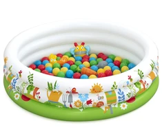 Bestway Sausas baseinas su kamuoliukais GĖLĖ 102x25cm + 50 kamuoliukų ir žaislų 52466