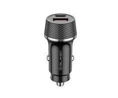 Blavec autmobilinis įkroviklis BS-03B-C Carbon – USB + Typ C – QC 3.0 18W PD 30W su kablem Typ C na Typ C (CCBS03BC-UCB) juodos spalvos