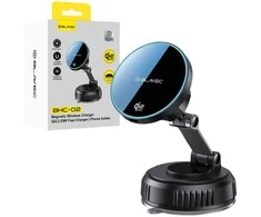 Blavec automibilinis laikiklis su belaidžiu įkrovimu BHC-02 Qi2.2 25W (BHC02-QI2PMWIB) juodos spalvos