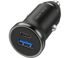 Blavec Automobilinis įkroviklis BS-01B-C Road – USB + Type C – QC 3.0 18W PD 20W su Type C į Type C kabeliu (CCBS01BCR-UCB) juodos spalvos