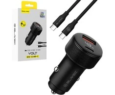 Blavec Automobilinis įkroviklis BS-04B-C Volt – USB + Type C – QC 3.0 18W PD 30W su Type C į Type C kabeliu (CCBS04BCV-UCB) juodos spalvos
