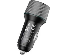 Oem Blavec Automobilinis įkroviklis BS-21A Carbon – 2xUSB – QC 3.0 36W 3A (CCBS21AC-2UB36) juodas