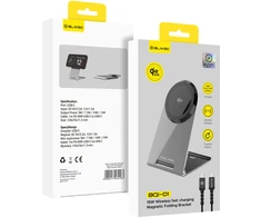 Oem Blavec belaidis įkroviklis BQI-01 Qi2 15W magnetic Magsafe + Raptor cable type C to type C (BQI01-QI2MS) sidabro spalvos
