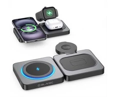 Blavec belaidis įkroviklis BQI-04 Qi 15W magnetic Magsafe 3 in 1 UniCharge (BQI04-QIMB) juodos spalvos