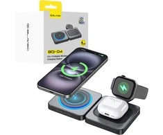 Blavec belaidis įkroviklis BQI-04 Qi 15W magnetic Magsafe 3 in 1 UniCharge (BQI04-QIMB) juodos spalvos