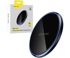 Blavec belaidis įkroviklis BQI-07 Qi 15W UniCharge (BQI07-QIB) juodos spalvos glass