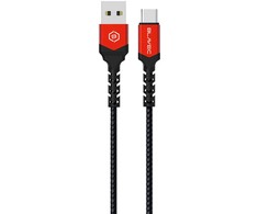 Blavec Cable Raptor braided - USB to Type C - 3A 2 metres Apple CarPlay/Android Auto (CRA-UC3BR20) juodos spalvos-red