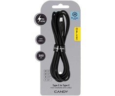 Oem Blavec kabelis Candy braided – Type C į Type C – PD 60W 3A 3 metrai (CCA-CC3B30) juodos spalvos