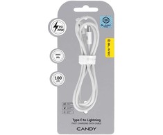 Oem Blavec Cable Candy braided – Type C to Lightning – PD 20W 2,4A 1 metre Apple CarPlay (CCA-CL24W10) baltas
