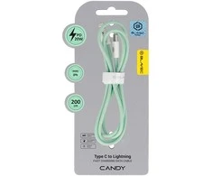 Oem Blavec kabelis Candy braided – Type C į Lightning – PD 20W 2,4A 2 metrai (CCA-CL24GN20) žalios spalvos