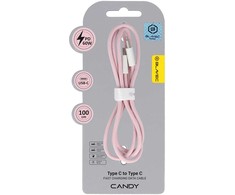 Oem Blavec kabelis Candy braided – Type C į Type C – PD 60W 3A 1 metras (CCA-CC3P10) rožinės spalvos
